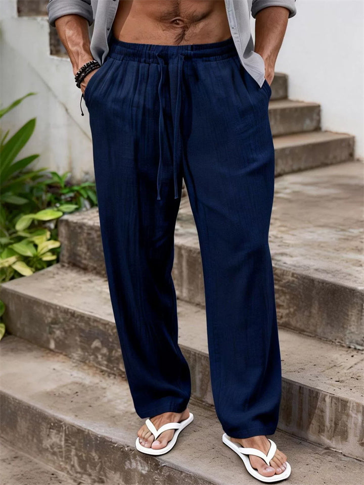 Mens Summer Casual Elastic Waist Cozy Cotton Linen Pants
